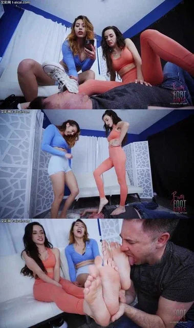 【欧美女王】韩裔女神和欧美女神两位大美女的健身臭棉袜脚！深喉闻舔脚